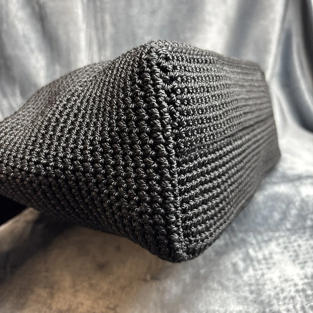 Vintage The Sak Black‎ Hobo Purse Shoulder Bag Woven Knit Rectangle Retro Y2K
